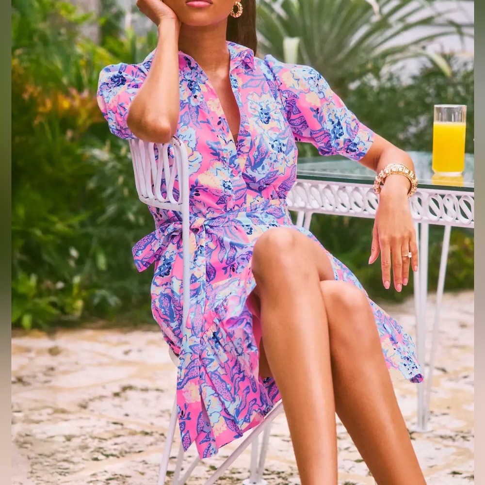 Lily Pulitzer Floral Pink and Blue Women's Dress